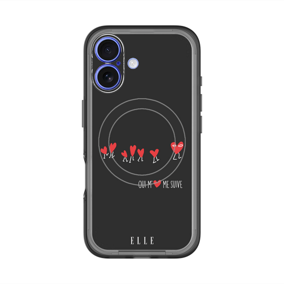 スリムプロテクションプレミアムケース with MagSafe［ ELLE - Let who love me follow me - ブラック ］