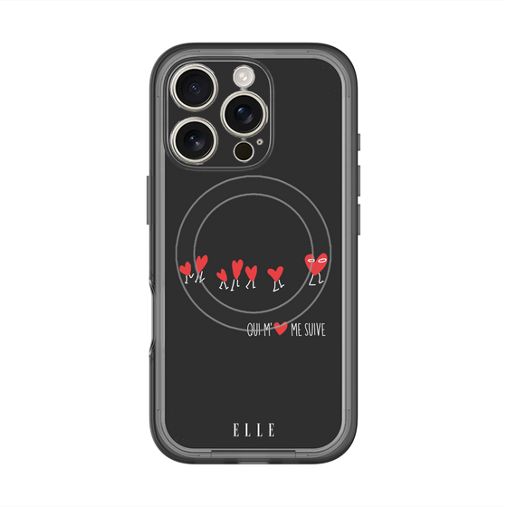 スリムプロテクションプレミアムケース with MagSafe［ ELLE - Let who love me follow me - ブラック ］