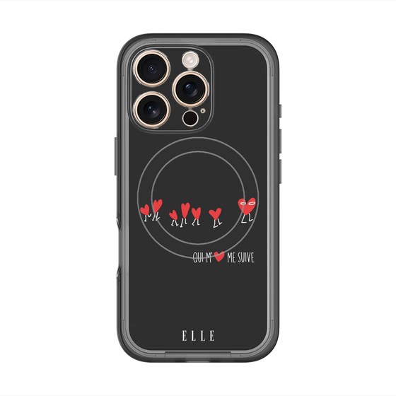 スリムプロテクションプレミアムケース with MagSafe［ ELLE - Let who love me follow me - ブラック ］