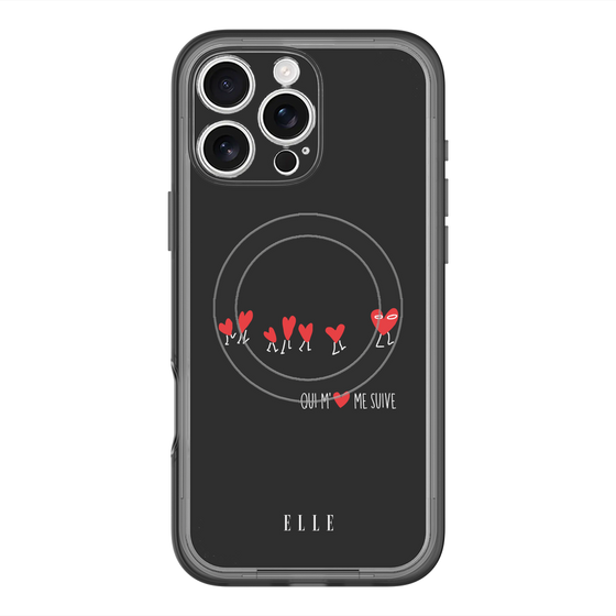 スリムプロテクションプレミアムケース with MagSafe［ ELLE - Let who love me follow me - ブラック ］