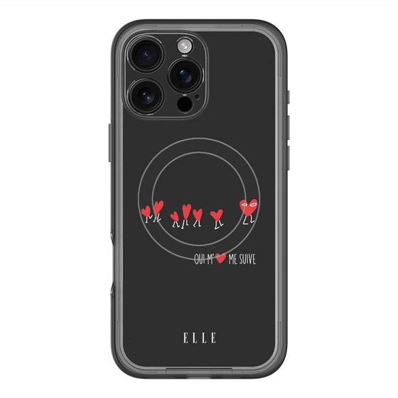 スリムプロテクションプレミアムケース with MagSafe［ ELLE - Let who love me follow me - ブラック ］