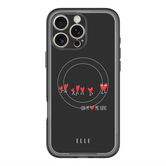 スリムプロテクションプレミアムケース with MagSafe［ ELLE - Let who love me follow me - ブラック ］