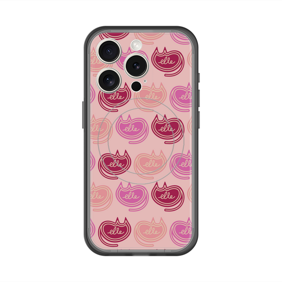 スリムプロテクションプレミアムケース with MagSafe［ ELLE - Cat Pattern - ピンク ］