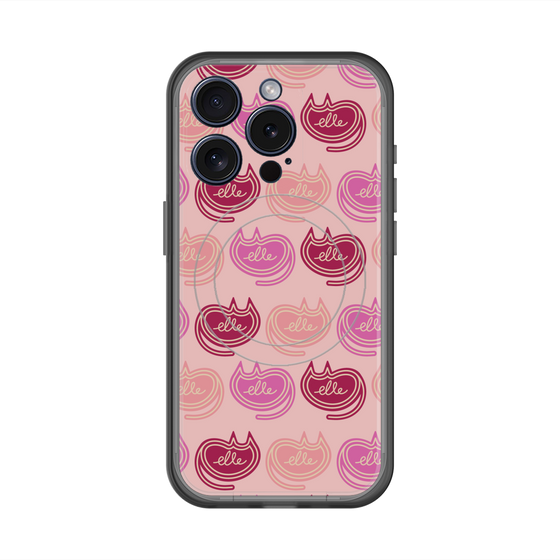 スリムプロテクションプレミアムケース with MagSafe［ ELLE - Cat Pattern - ピンク ］