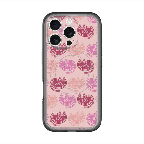 スリムプロテクションプレミアムケース with MagSafe［ ELLE - Cat Pattern - ピンク ］