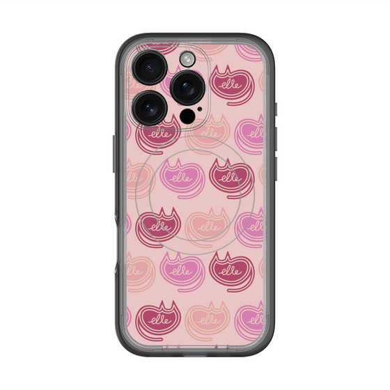 スリムプロテクションプレミアムケース with MagSafe［ ELLE - Cat Pattern - ピンク ］