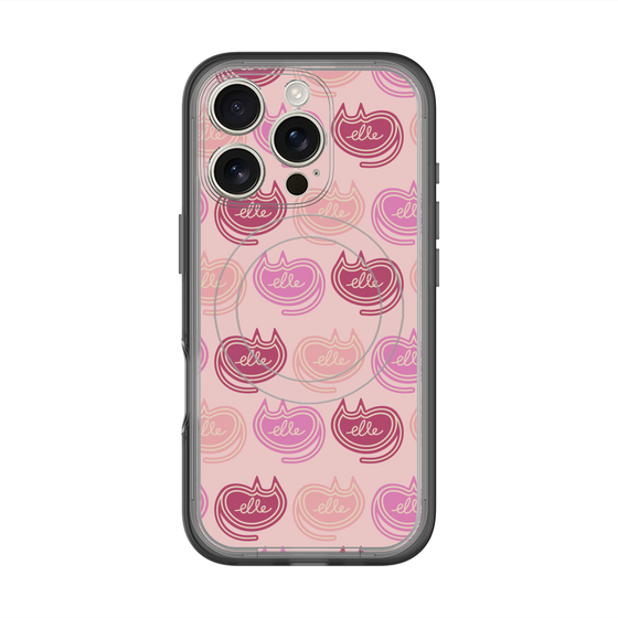スリムプロテクションプレミアムケース with MagSafe［ ELLE - Cat Pattern - ピンク ］