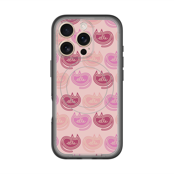 スリムプロテクションプレミアムケース with MagSafe［ ELLE - Cat Pattern - ピンク ］