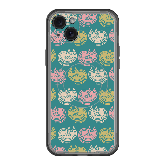 スリムプロテクションプレミアムケース with MagSafe［ ELLE - Cat Pattern - グリーン ］