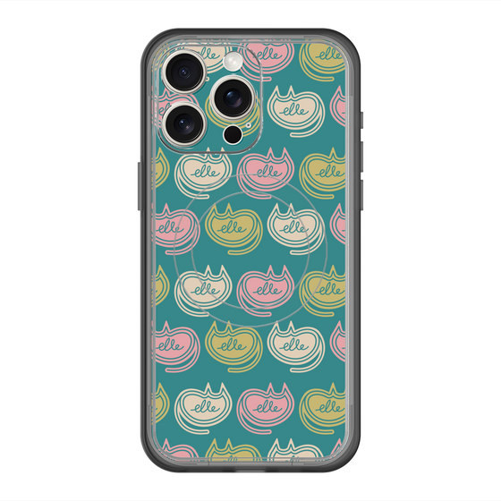スリムプロテクションプレミアムケース with MagSafe［ ELLE - Cat Pattern - グリーン ］