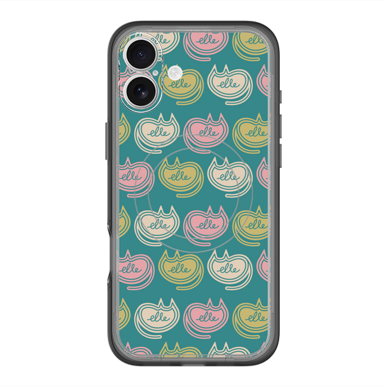 スリムプロテクションプレミアムケース with MagSafe［ ELLE - Cat Pattern - グリーン ］