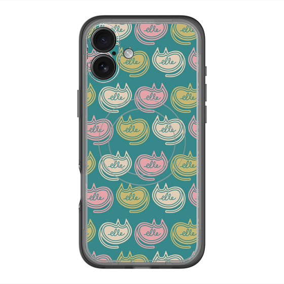 スリムプロテクションプレミアムケース with MagSafe［ ELLE - Cat Pattern - グリーン ］