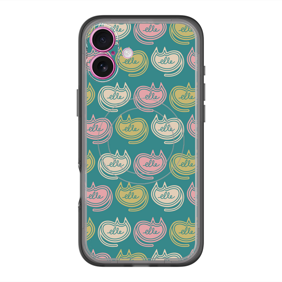 スリムプロテクションプレミアムケース with MagSafe［ ELLE - Cat Pattern - グリーン ］