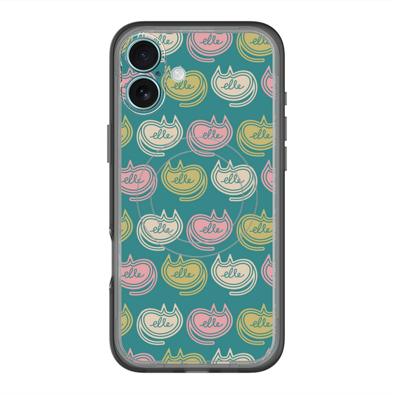 スリムプロテクションプレミアムケース with MagSafe［ ELLE - Cat Pattern - グリーン ］