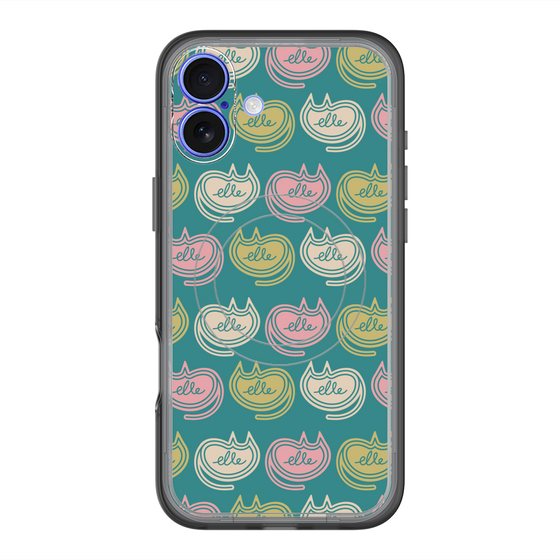 スリムプロテクションプレミアムケース with MagSafe［ ELLE - Cat Pattern - グリーン ］