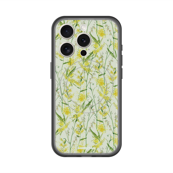 スリムプロテクションプレミアムケース with MagSafe［ 日比谷花壇 - DelicateGeometry - ライトグリーン ］