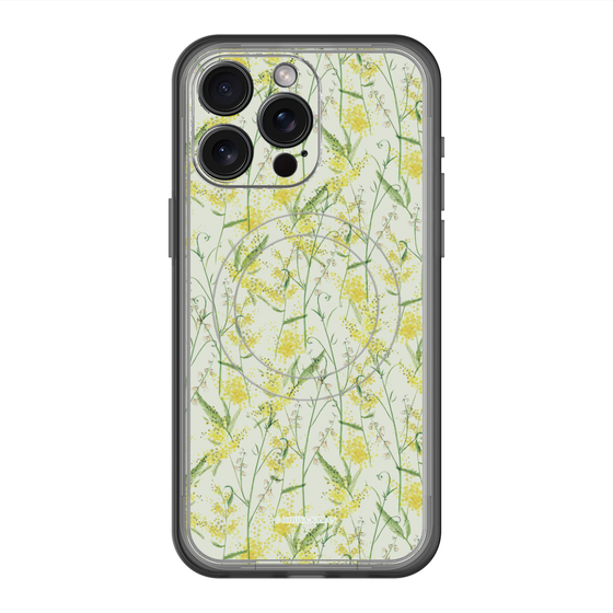 スリムプロテクションプレミアムケース with MagSafe［ 日比谷花壇 - DelicateGeometry - ライトグリーン ］