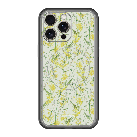 スリムプロテクションプレミアムケース with MagSafe［ 日比谷花壇 - DelicateGeometry - ライトグリーン ］