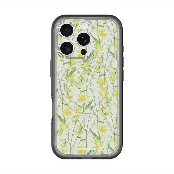 スリムプロテクションプレミアムケース with MagSafe［ 日比谷花壇 - DelicateGeometry - ライトグリーン ］