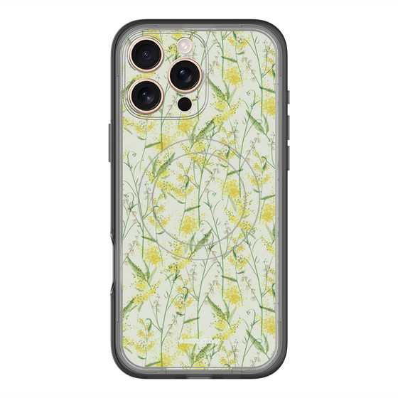 スリムプロテクションプレミアムケース with MagSafe［ 日比谷花壇 - DelicateGeometry - ライトグリーン ］