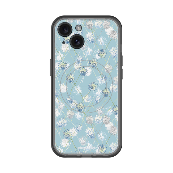 スリムプロテクションプレミアムケース with MagSafe［ 日比谷花壇 - DelicateGeometry - ライトブルー ］