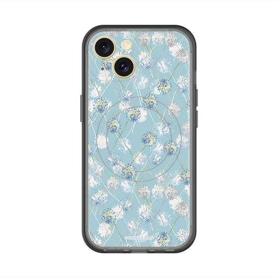 スリムプロテクションプレミアムケース with MagSafe［ 日比谷花壇 - DelicateGeometry - ライトブルー ］