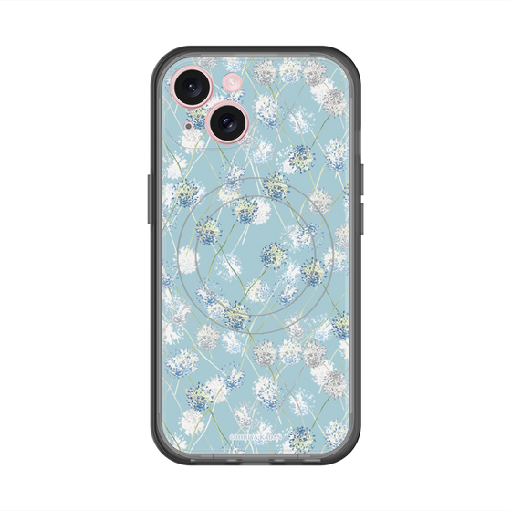 スリムプロテクションプレミアムケース with MagSafe［ 日比谷花壇 - DelicateGeometry - ライトブルー ］