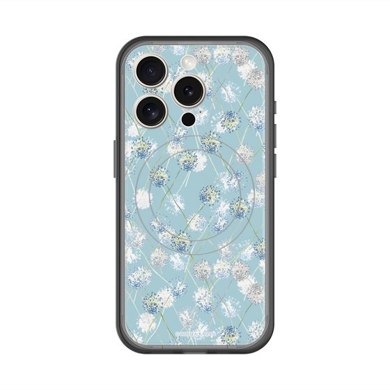 スリムプロテクションプレミアムケース with MagSafe［ 日比谷花壇 - DelicateGeometry - ライトブルー ］