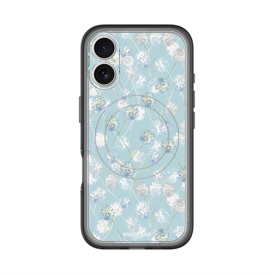スリムプロテクションプレミアムケース with MagSafe［ 日比谷花壇 - DelicateGeometry - ライトブルー ］