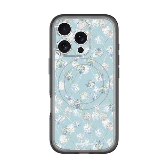 スリムプロテクションプレミアムケース with MagSafe［ 日比谷花壇 - DelicateGeometry - ライトブルー ］