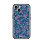 スリムプロテクションプレミアムケース with MagSafe［ 日比谷花壇 - FloralSymphony - ネイビー ］