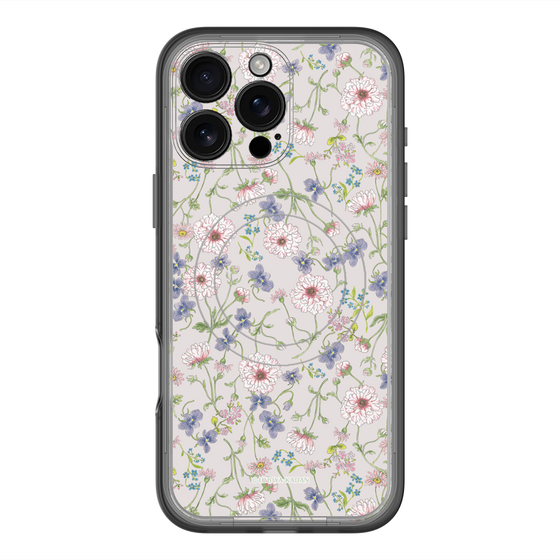 スリムプロテクションプレミアムケース with MagSafe［ 日比谷花壇 - FloralSymphony - ベージュ ］