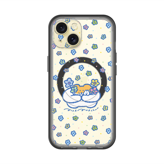 スリムプロテクションプレミアムケース with MagSafe［ もくもくちゃん - フラワー ］