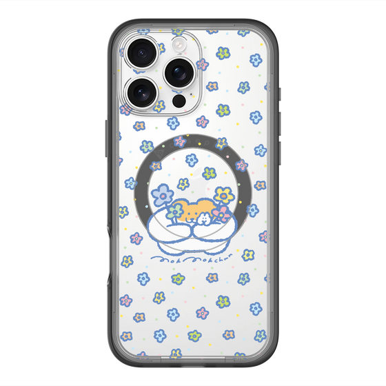 スリムプロテクションプレミアムケース with MagSafe［ もくもくちゃん - フラワー ］