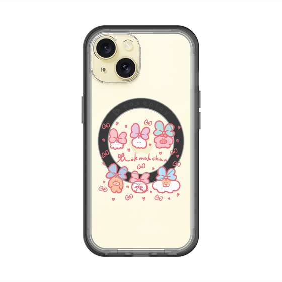 スリムプロテクションプレミアムケース with MagSafe［ もくもくちゃん - リボン ］
