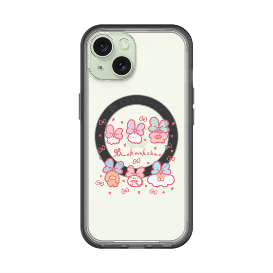 スリムプロテクションプレミアムケース with MagSafe［ もくもくちゃん - リボン ］