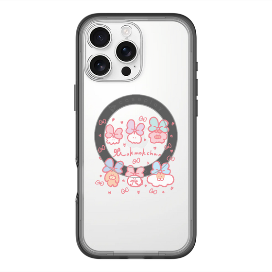 スリムプロテクションプレミアムケース with MagSafe［ もくもくちゃん - リボン ］