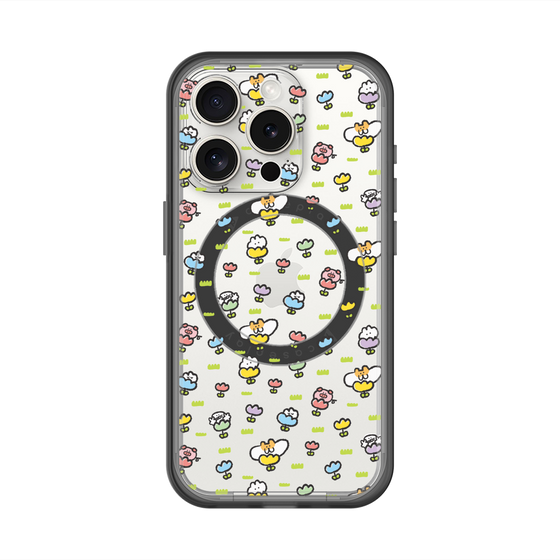 スリムプロテクションプレミアムケース with MagSafe［ もくもくちゃん - フラワー - 総柄 ］