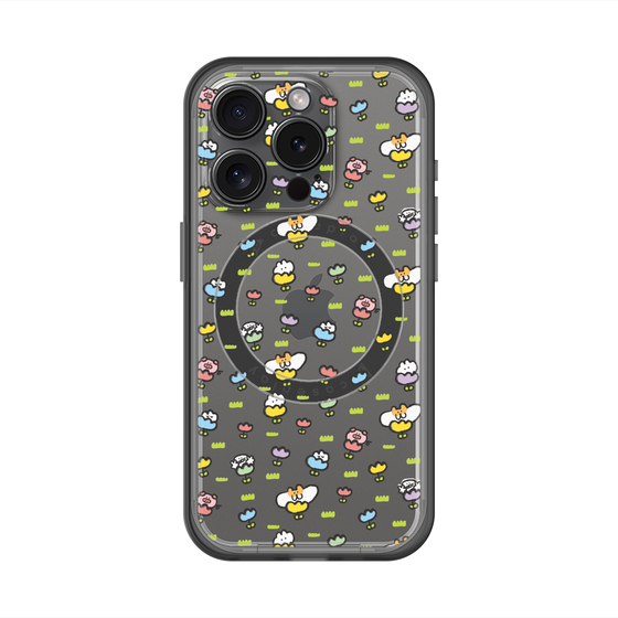 スリムプロテクションプレミアムケース with MagSafe［ もくもくちゃん - フラワー - 総柄 ］