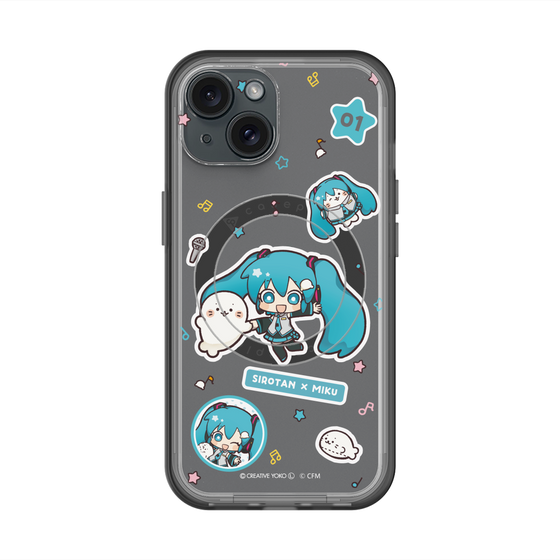 スリムプロテクションプレミアムケース with MagSafe［ しろたん×初音ミク - ステッカー ］