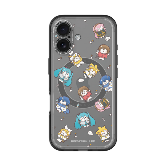 スリムプロテクションプレミアムケース with MagSafe［ しろたん×初音ミク - 総柄 - クリア ］