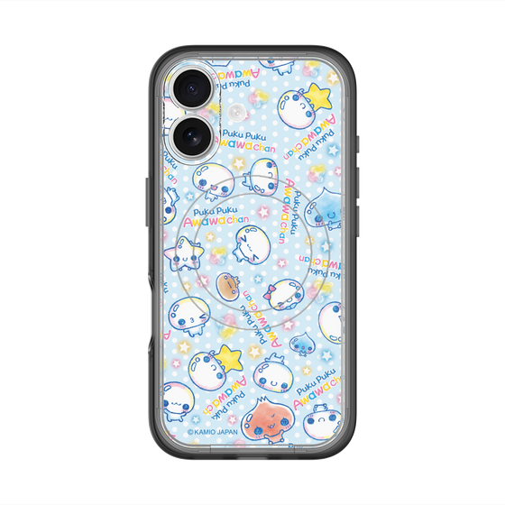 スリムプロテクションプレミアムケース with MagSafe［ ぷくぷくあわわちゃん - 総柄 ］