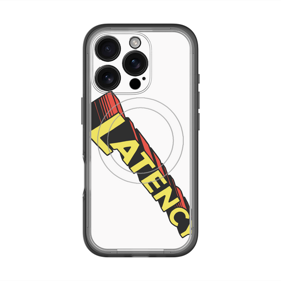 スリムプロテクションプレミアムケース with MagSafe［ LATENCY - Rock logo - White ］