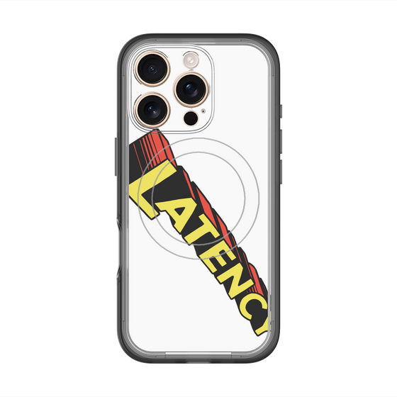 スリムプロテクションプレミアムケース with MagSafe［ LATENCY - Rock logo - White ］