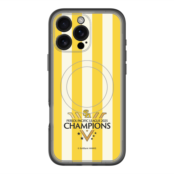 スリムプロテクションプレミアムケース with MagSafe［ 福岡ソフトバンクホークス - PERSOL PACIFIC LEAGUE 2025 CHAMOIONS ロゴ - ストライプ ］