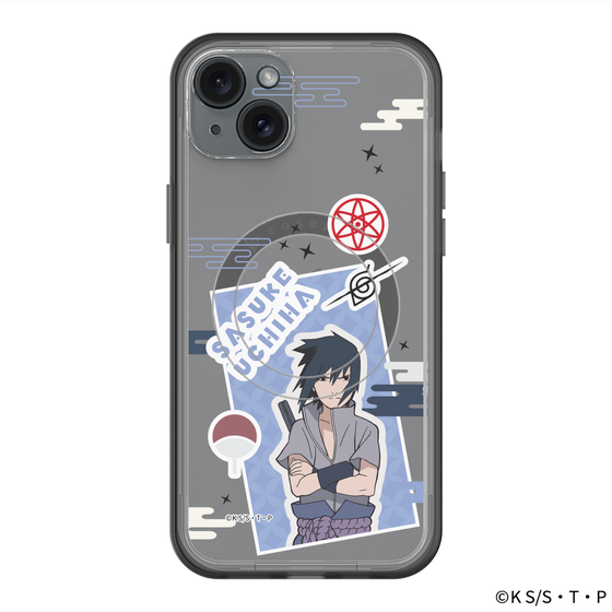 スリムプロテクションプレミアムケース with MagSafe［ NARUTO -ナルト- 疾風伝 - ステッカー - うちはサスケ ］