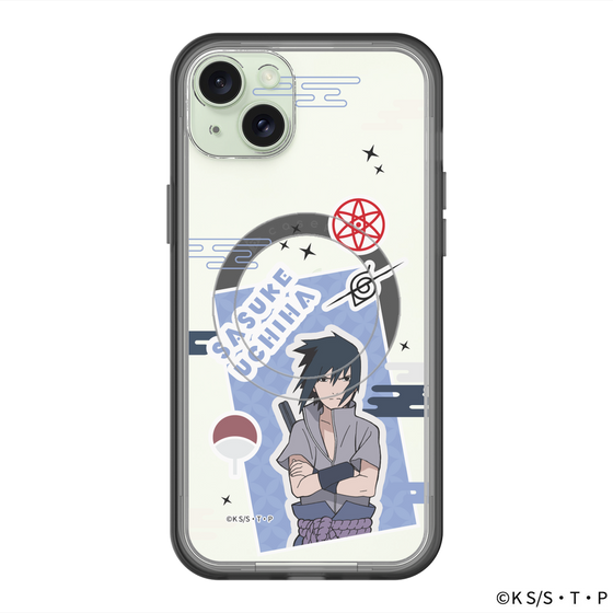 スリムプロテクションプレミアムケース with MagSafe［ NARUTO -ナルト- 疾風伝 - ステッカー - うちはサスケ ］