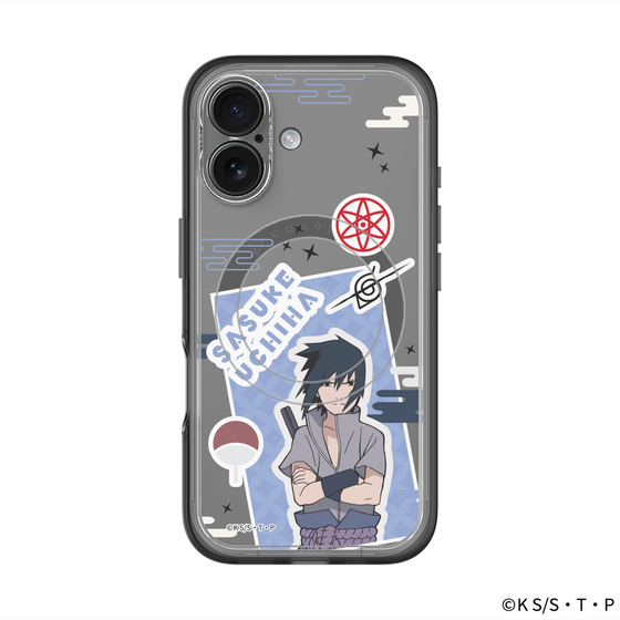 スリムプロテクションプレミアムケース with MagSafe［ NARUTO -ナルト- 疾風伝 - ステッカー - うちはサスケ ］