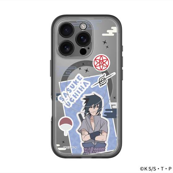 スリムプロテクションプレミアムケース with MagSafe［ NARUTO -ナルト- 疾風伝 - ステッカー - うちはサスケ ］