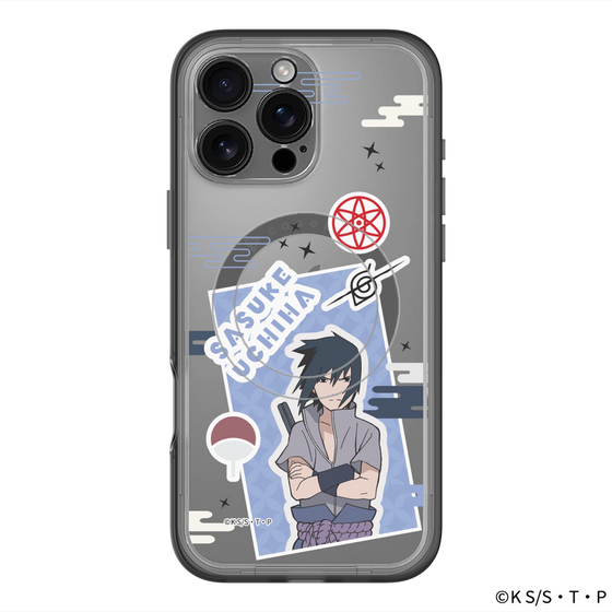 スリムプロテクションプレミアムケース with MagSafe［ NARUTO -ナルト- 疾風伝 - ステッカー - うちはサスケ ］